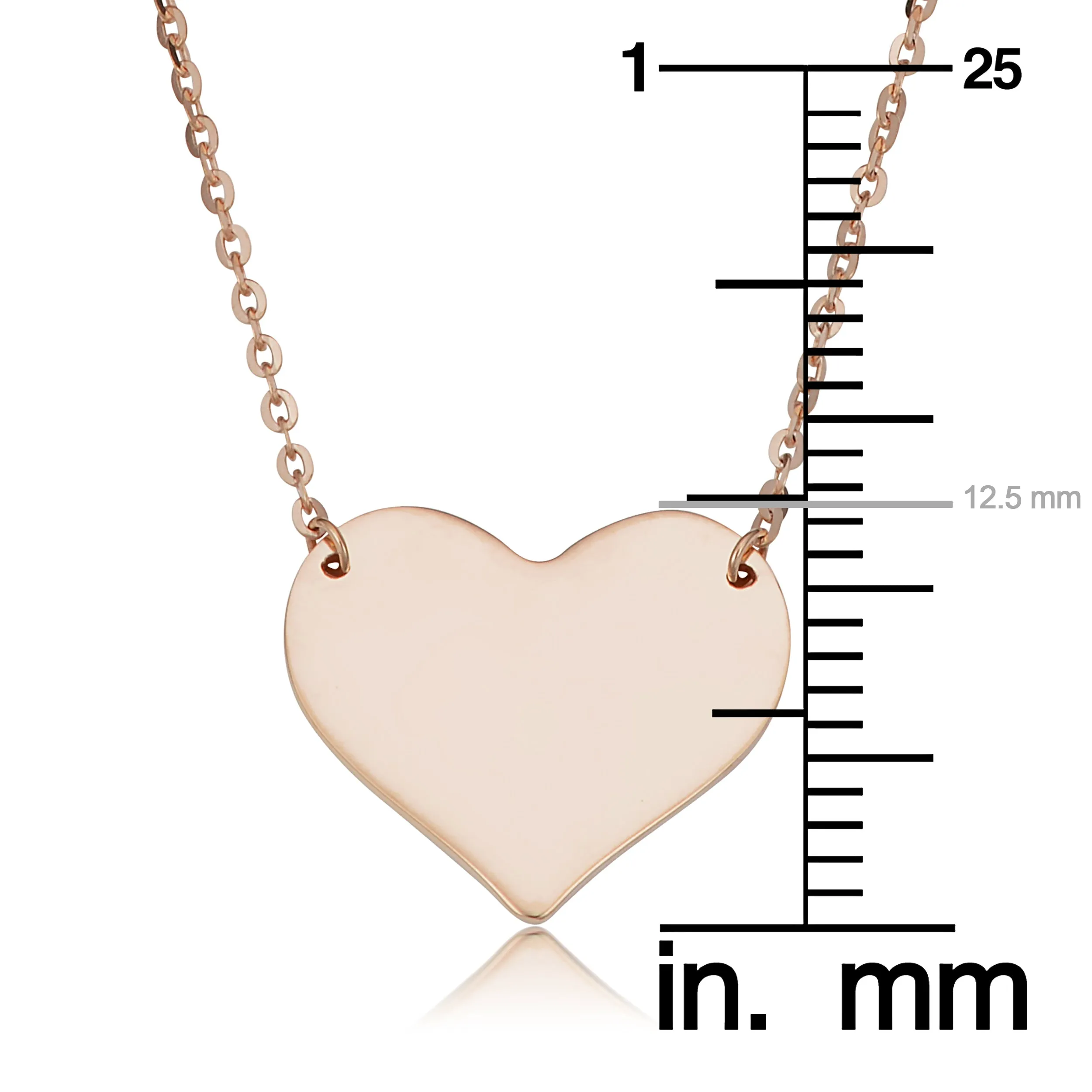10k Rose Gold High Polish Heart Necklace (18 inch)