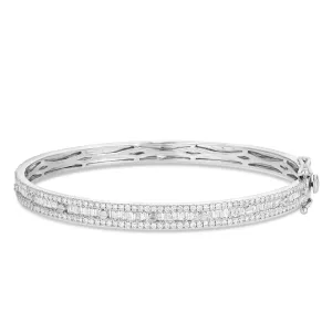 10K White Gold 2.25ct Baguette Diamond Bangle Bracelet