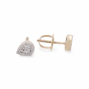 10K Yellow Gold Contemporary Teardrop Shape Diamond Women's Earrings