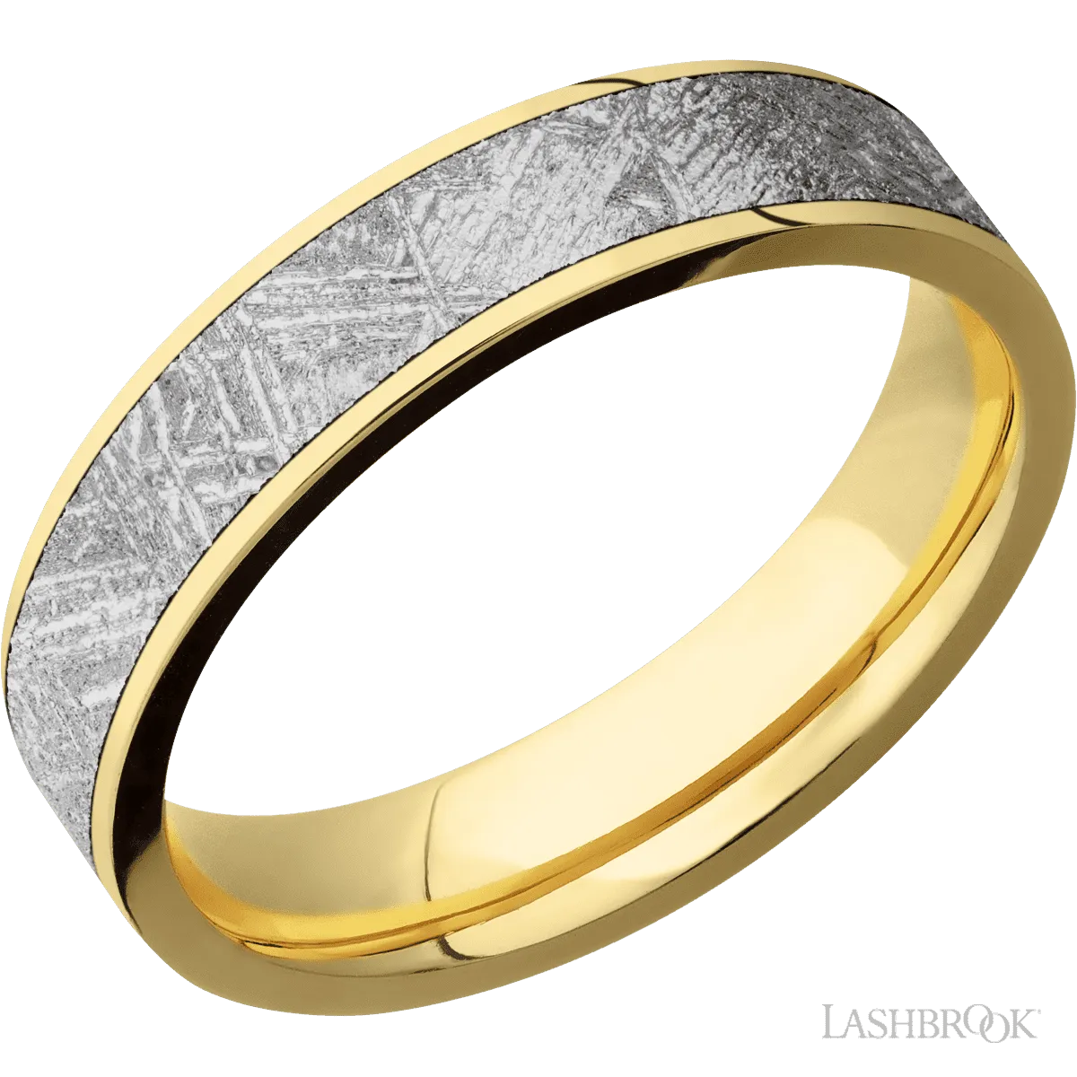 10K Yellow Gold with Polish Finish and Meteorite Inlay - 5MM