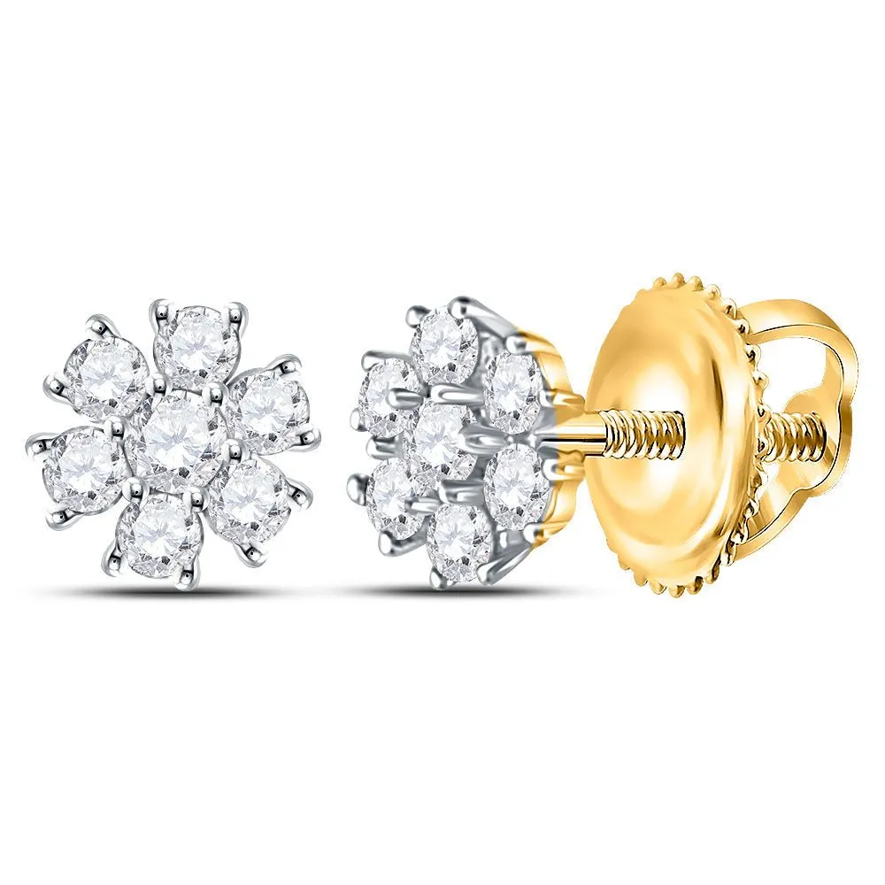 10kt Golden Sparkle Diamond Cluster Earrings - Luxurious and Timeless