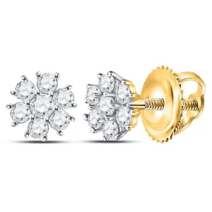 10kt Golden Sparkle Diamond Cluster Earrings - Luxurious and Timeless