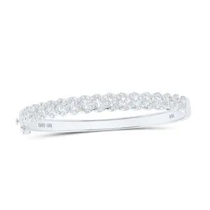 10kt White Gold Diamond Cuban Link Cuff Bangle Bracelet - Exquisite Brilliance