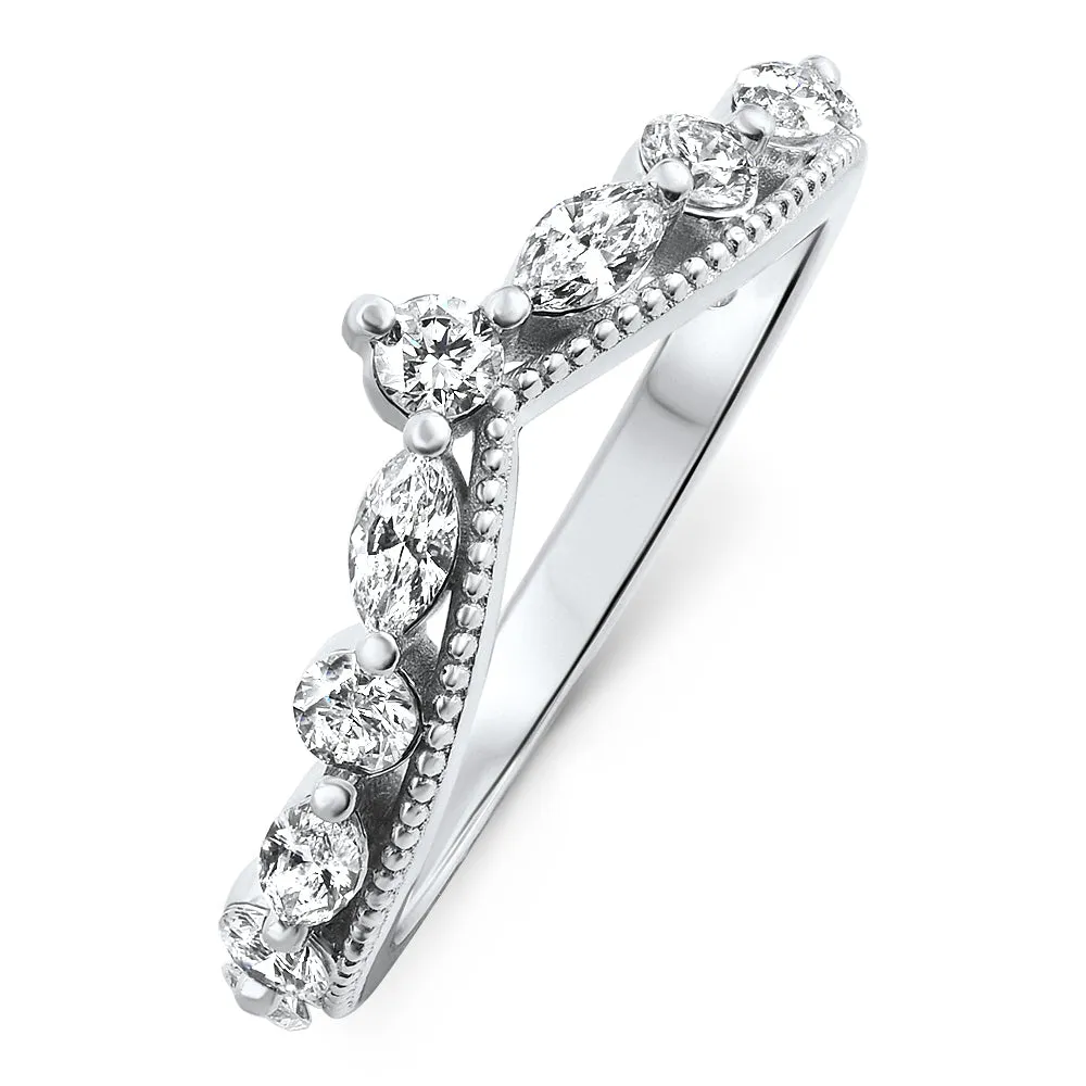 1/10Ct Diamond Wedding Contour 1Ct Fancy MAnniversary Ring in 14k Gold Lab Grown