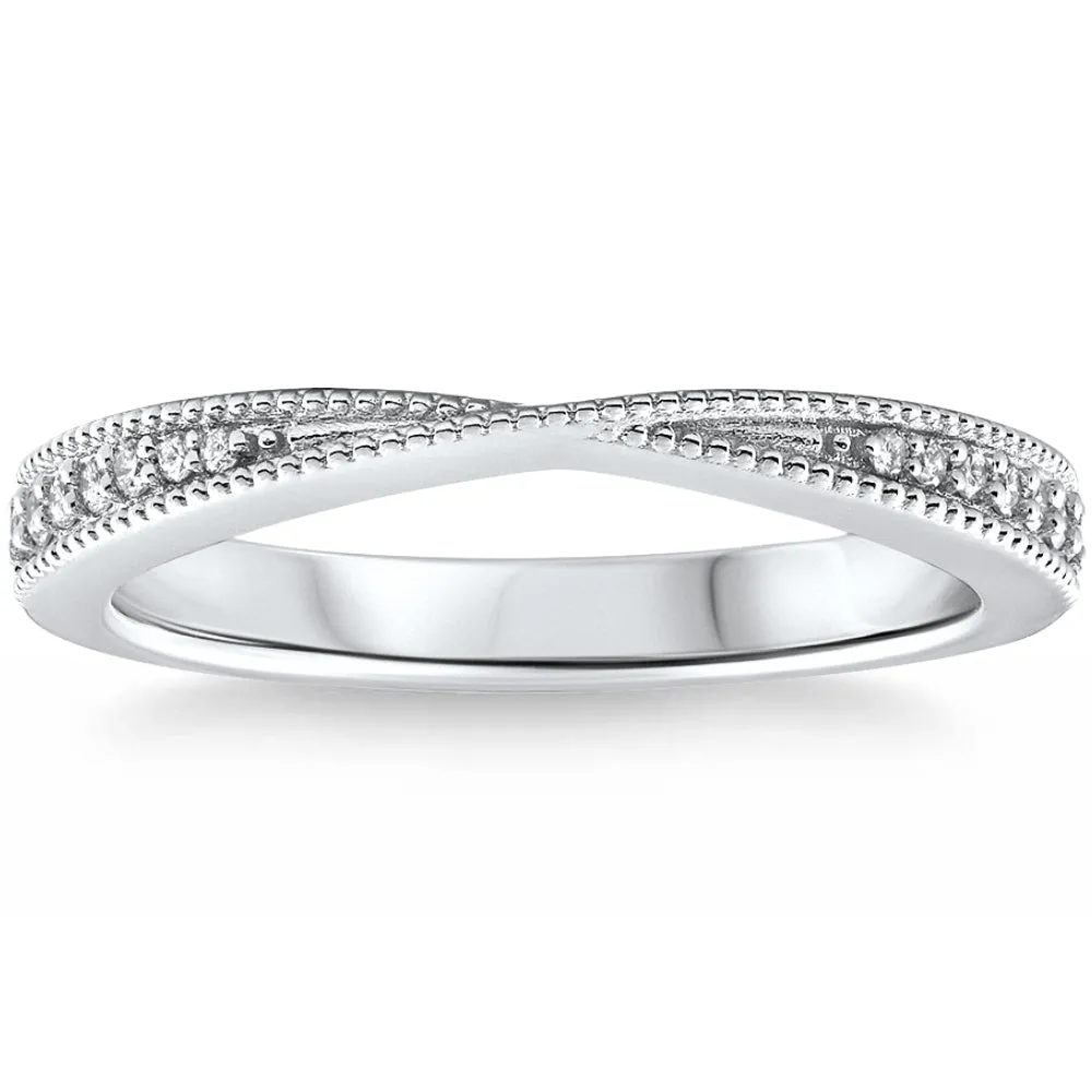 1/10Ct Diamond Wedding Contour Anniversary Ring in 14k Gold Lab Grown