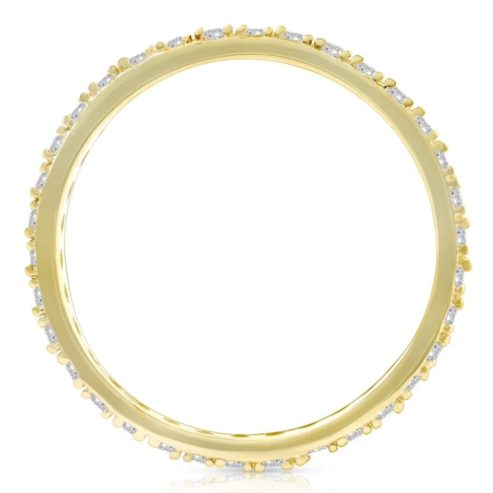 1/2 Ct Diamond Eternity Ring 10k Yellow Gold Womens Stackable Anniversary Band