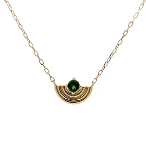 .14 Chrome Diopside Pendant Necklace in Yellow Gold