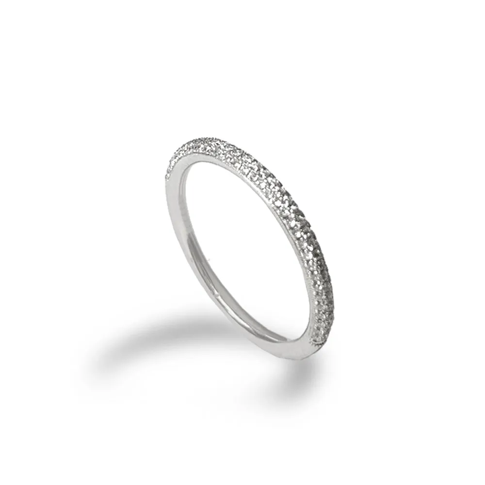 14k pave diamond stack ring wedding band LWS520W