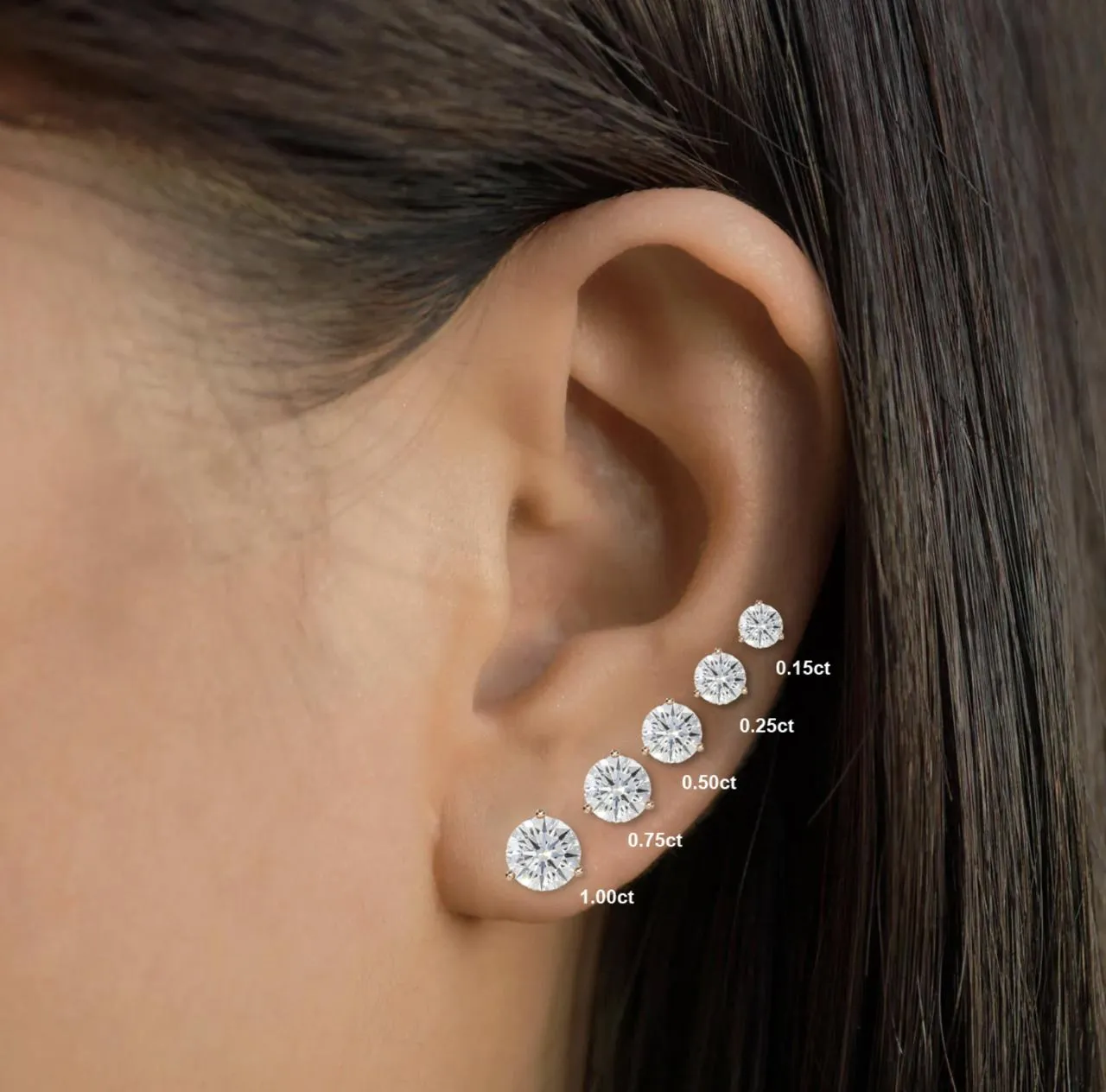 1.50 ct tw Round Lab Grown Diamond Stud Earrings