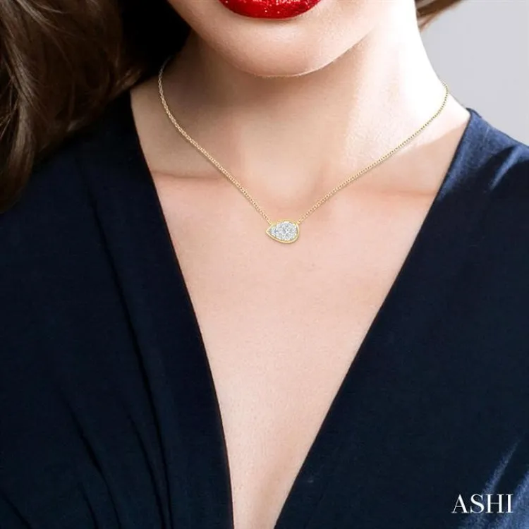 1/6 Ctw Pear Shape Lovebright Diamond Necklace in 14K Yellow and White Gold