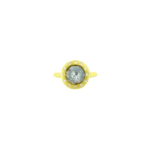 18 Karat Yellow Matte Gold ring with Raw Brown Diamond