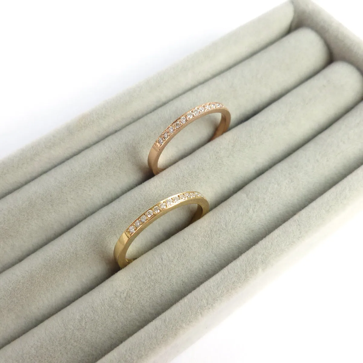 18ct yellow gold and pave set diamond eternity ring