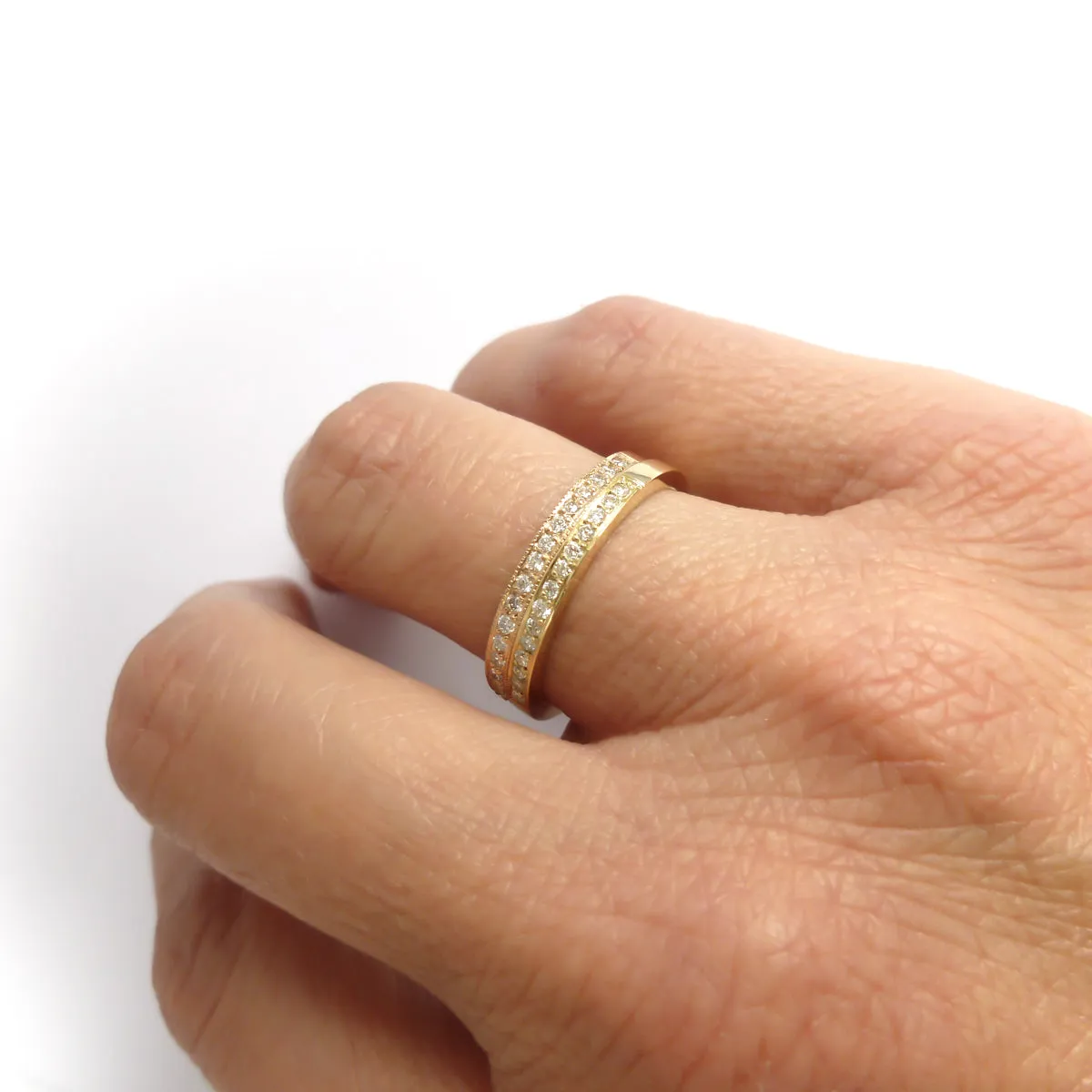 18ct yellow gold and pave set diamond eternity ring