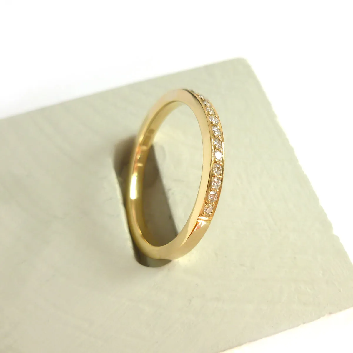 18ct yellow gold and pave set diamond eternity ring