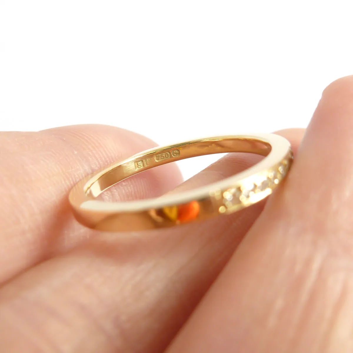 18ct yellow gold and pave set diamond eternity ring