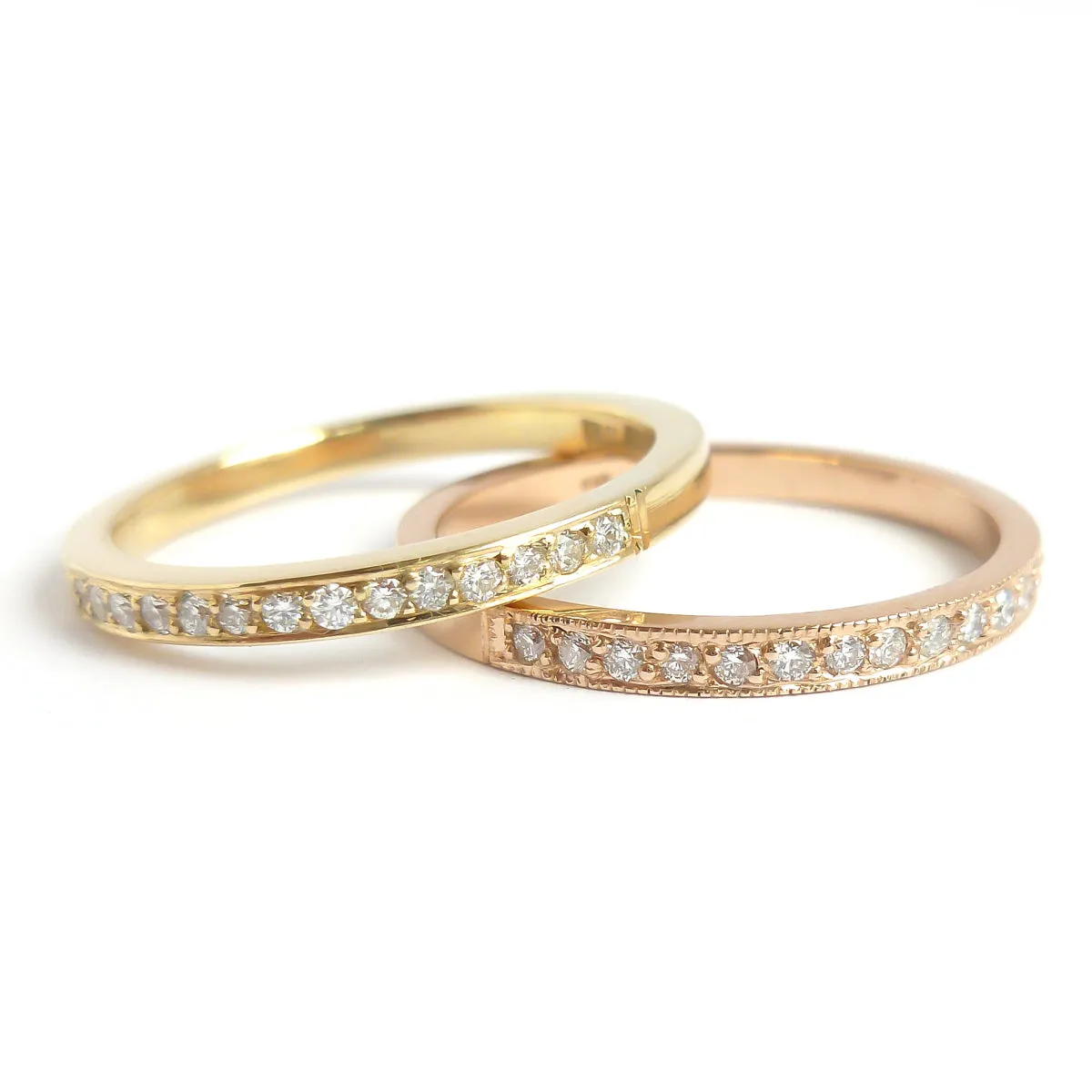 18ct yellow gold and pave set diamond eternity ring