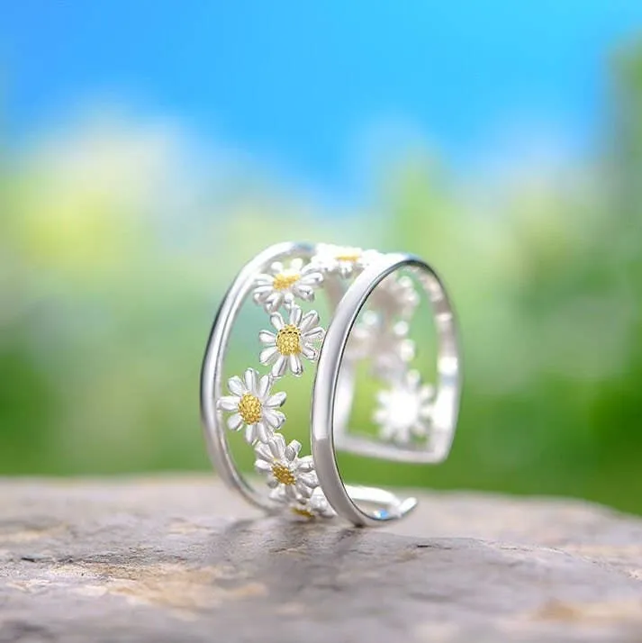 18k Gold Garden Flower Ring