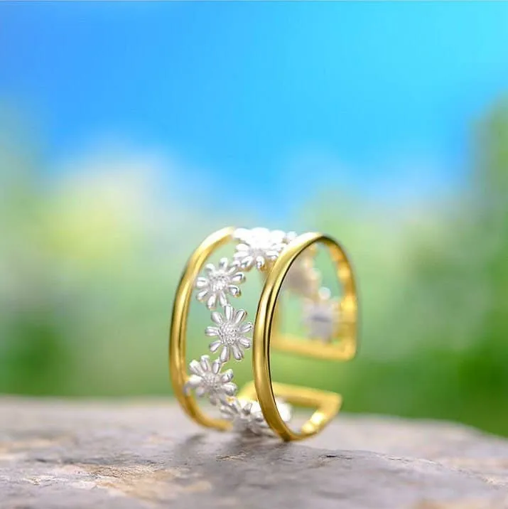 18k Gold Garden Flower Ring