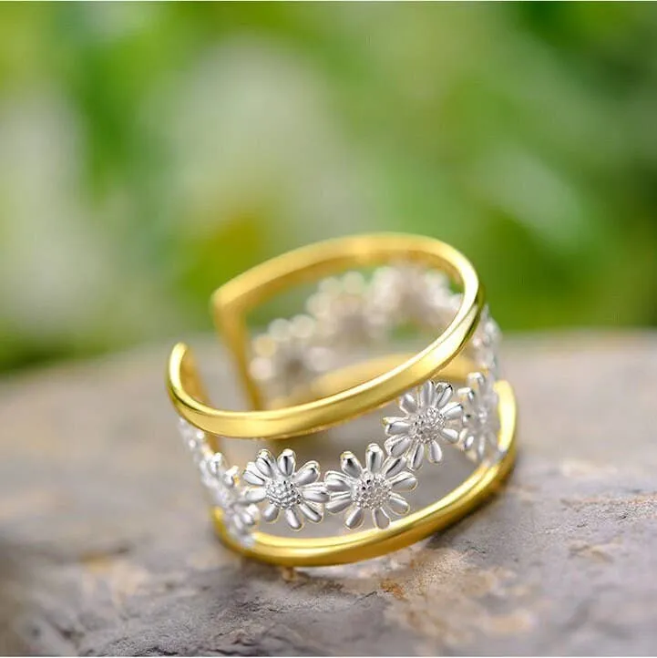 18k Gold Garden Flower Ring
