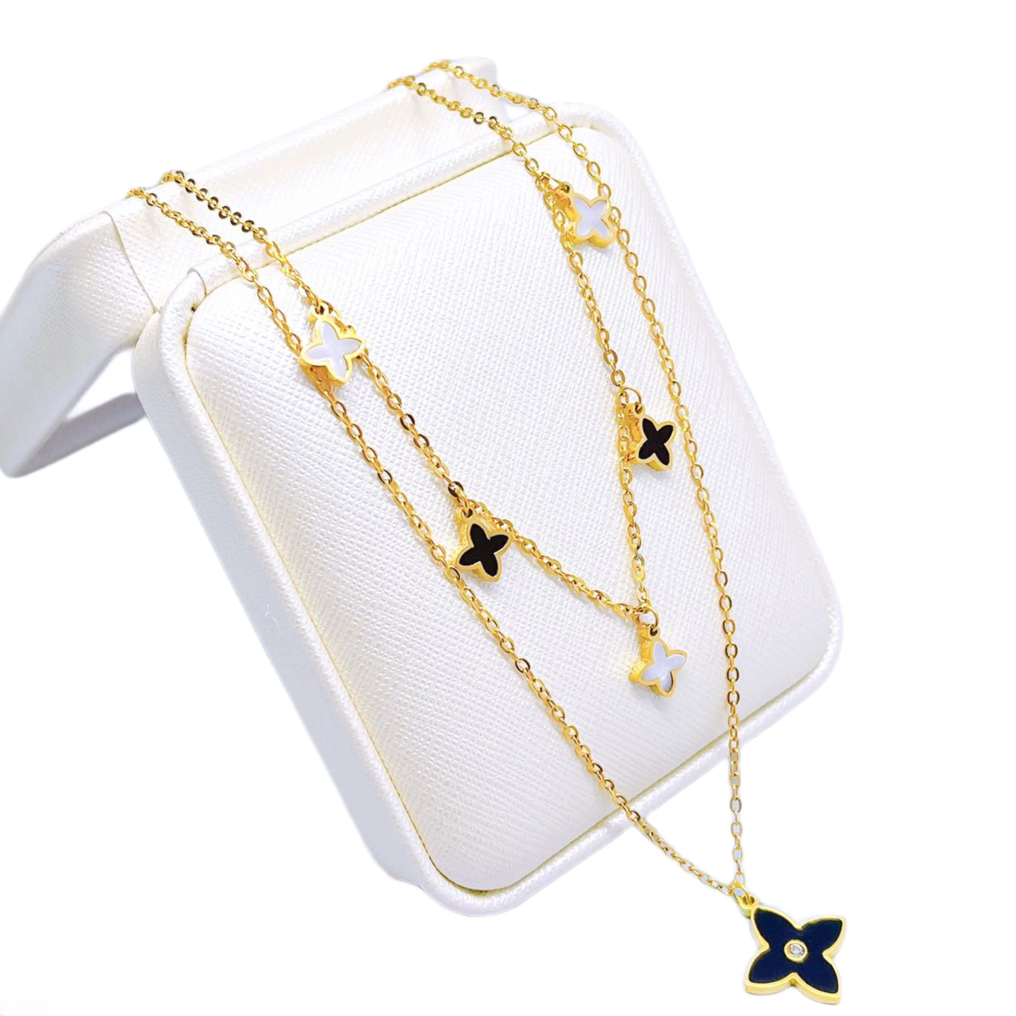 18K Gold Plated Double Layer Clover Necklace