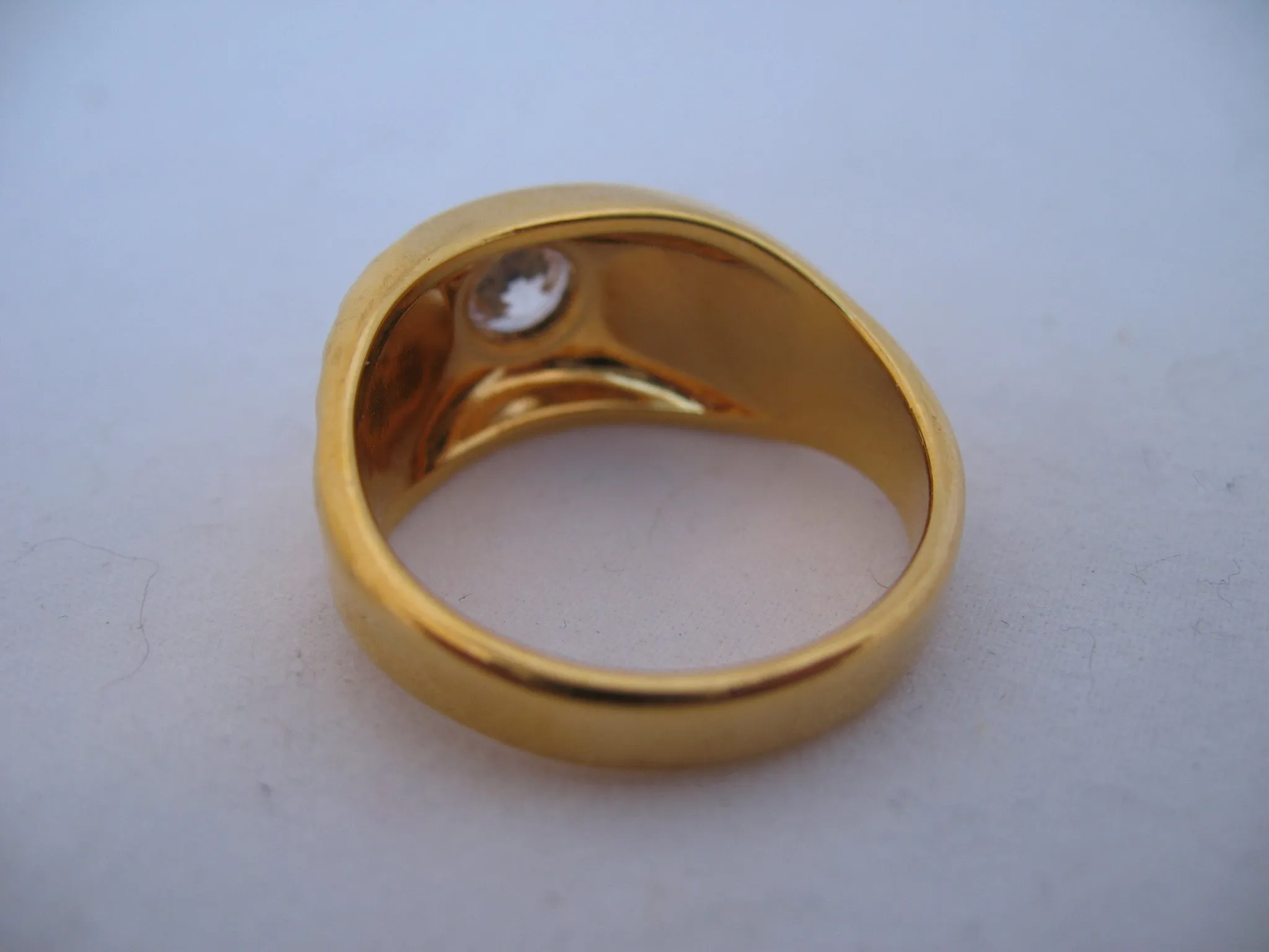 18K HGE GOLD Plated MENS RINGS Men Fashion RING Simulated-Diamond Crystal Glass Stone size 11
