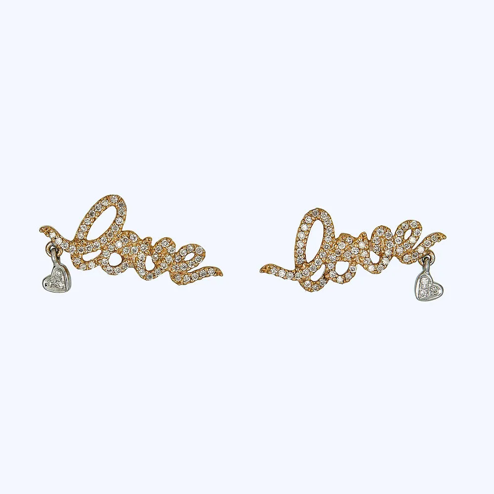 18K Yellow Gold Love Earrings