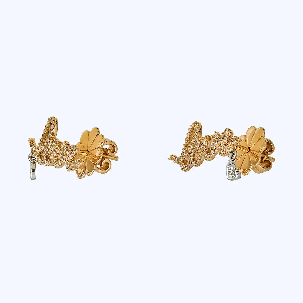 18K Yellow Gold Love Earrings