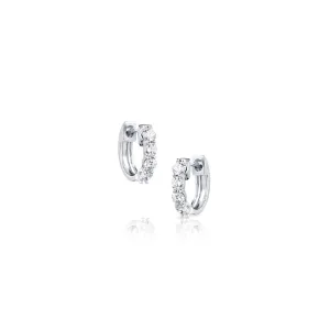 18kt White Gold 0.70ctw Diamond Small Huggie Earrings