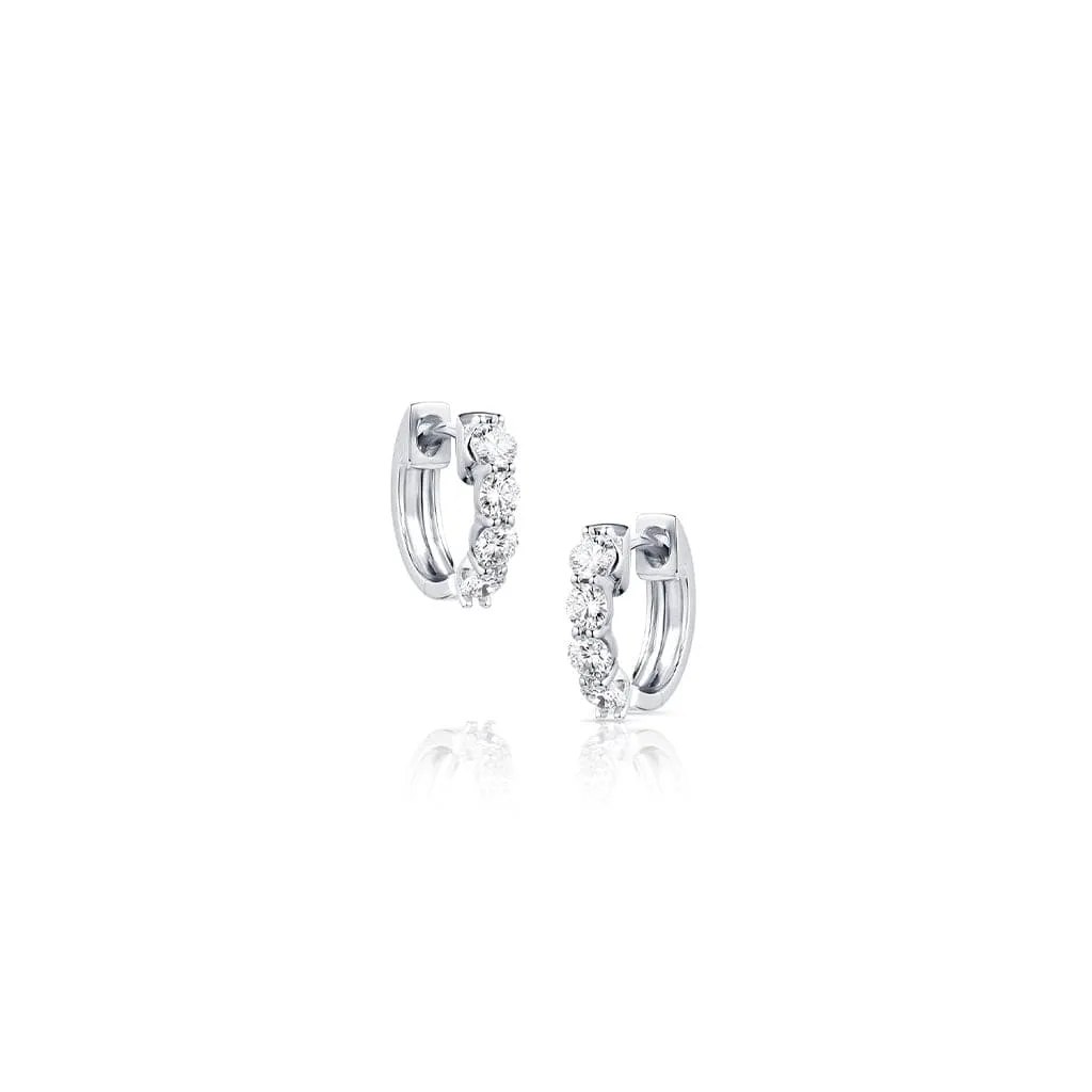 18kt White Gold 0.70ctw Diamond Small Huggie Earrings