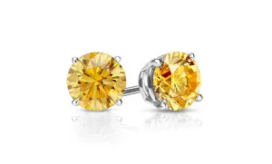 1ct - Sophisticated Sterling Silver Citrine Stud Earrings