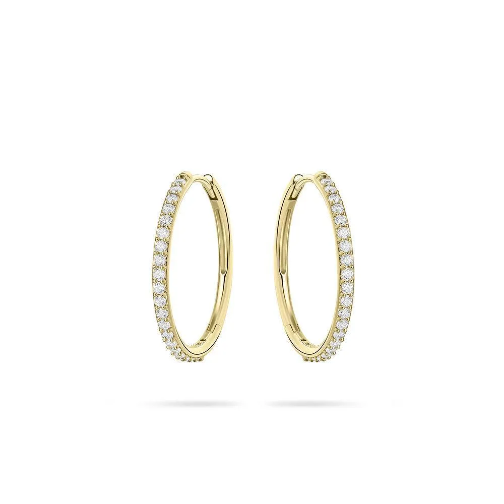 20mm 9ct Gold Hoop Earrings with Cubic Zirconia