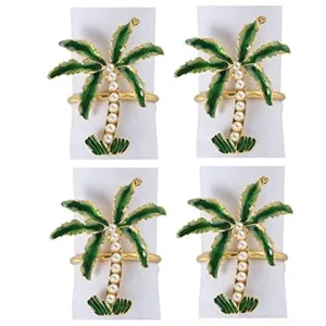 4 Palm Tree Designed Tropical Napkin Rings