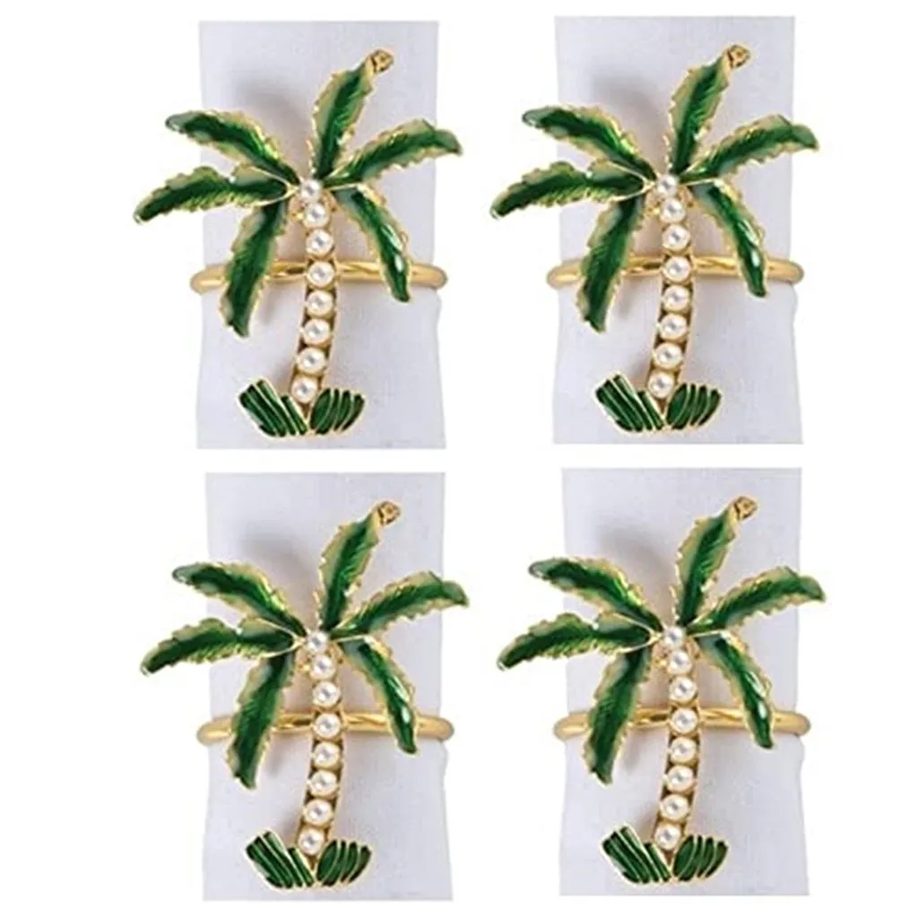 4 Palm Tree Designed Tropical Napkin Rings