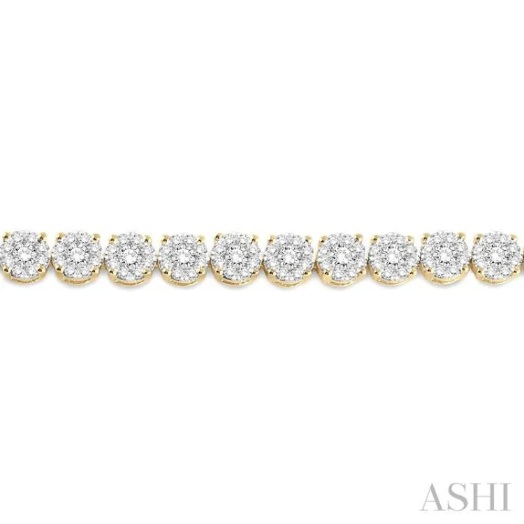 5 Ctw Round Cut Diamond Lovebright Tennis Bracelet in 14K Yellow and White Gold