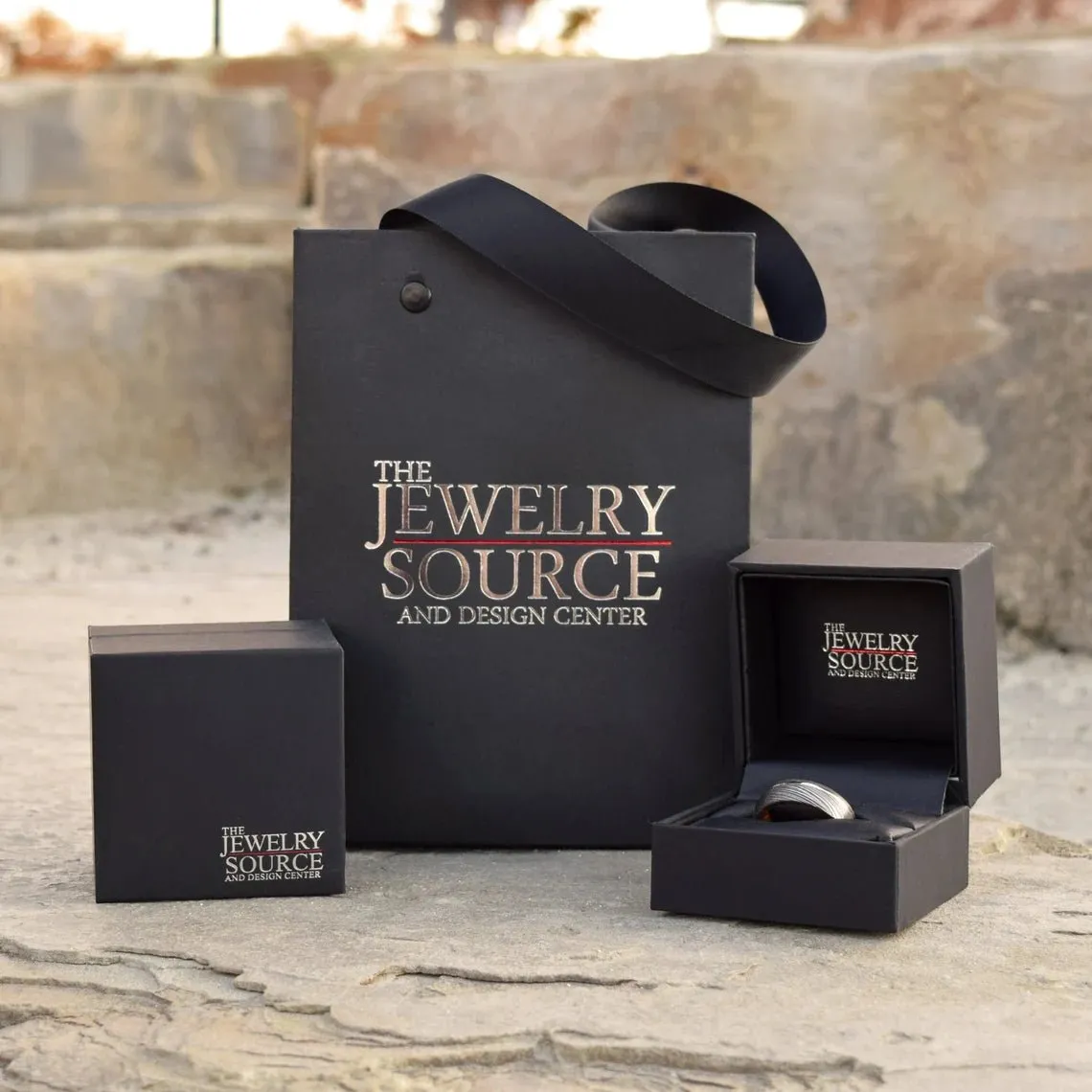 8mm Heavy Tungsten Carbide Ring With Step Edge And Brushed Finish Center - FREE Personalization