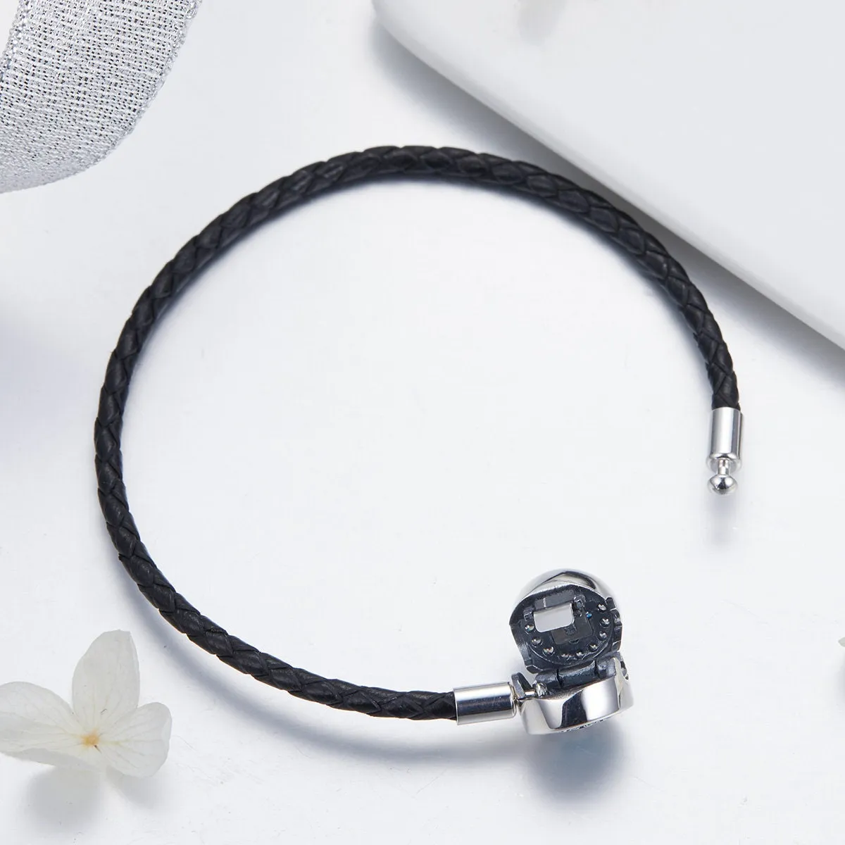 925 Silver Magical Mysteries Charm Bracelet With Black Knitting