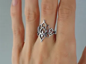 925 Sterling Silver Lotus Ring