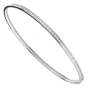 9ct White Gold CZ 3mm Bangle