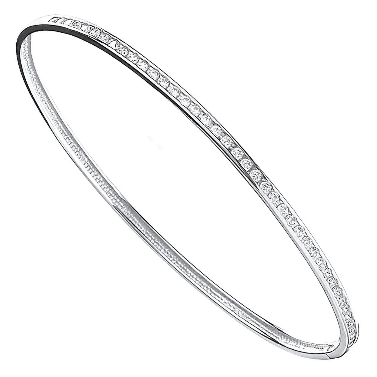 9ct White Gold CZ 3mm Bangle