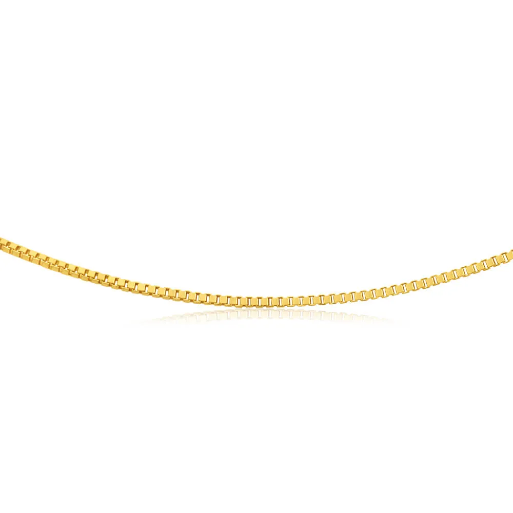 9ct Yellow Gold Silver Filled 50cm Box Chain