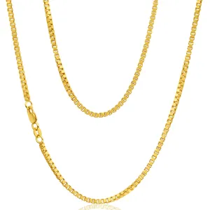 9ct Yellow Gold Silver Filled 50cm Box Chain