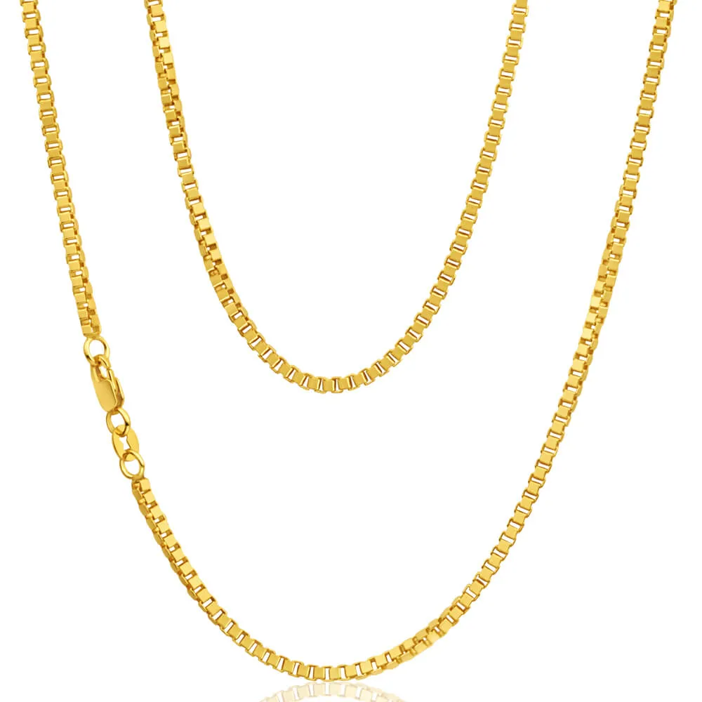 9ct Yellow Gold Silver Filled 50cm Box Chain