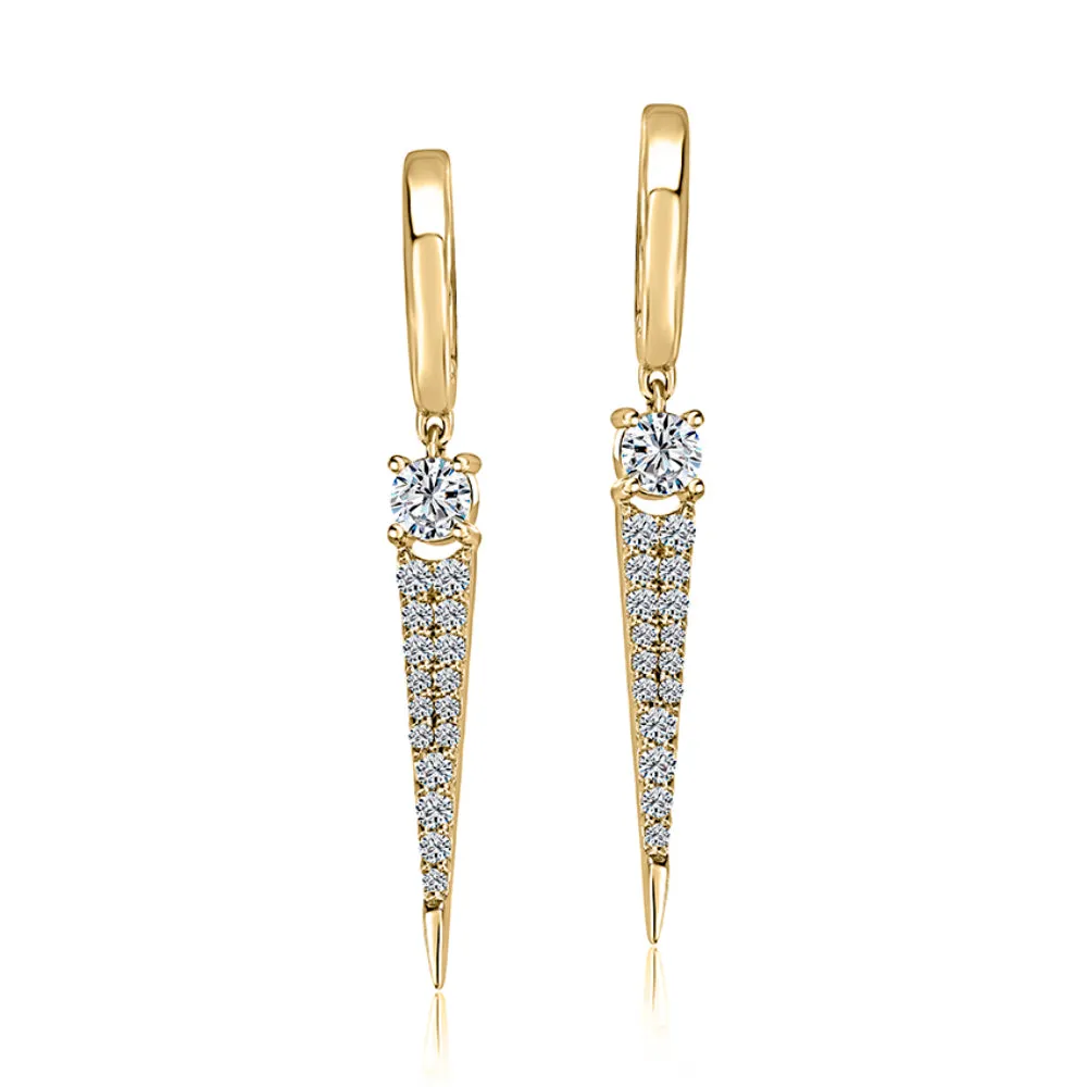 A. Jaffe 14k Sophisticated Diamond Dagger Drop Earrings