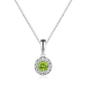 A&S Birthstone Collection 9ct White Gold Peridot And Diamond August Birthstone Necklace