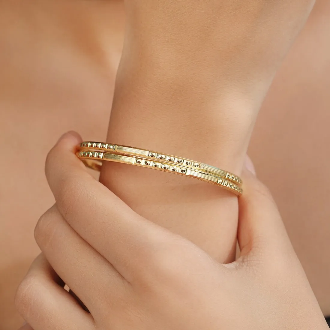 Abstract Elegance Gold Plated 925 Sterling Silver Bangles