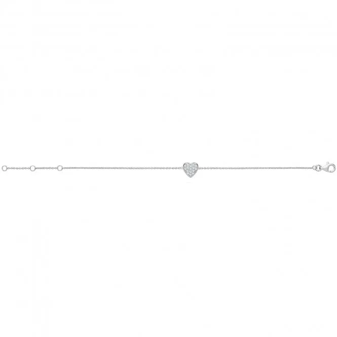 Acotis Silver Heart Bracelet with Zirconia Stones G3358B