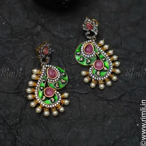 Adhira Designer Earrings - Green