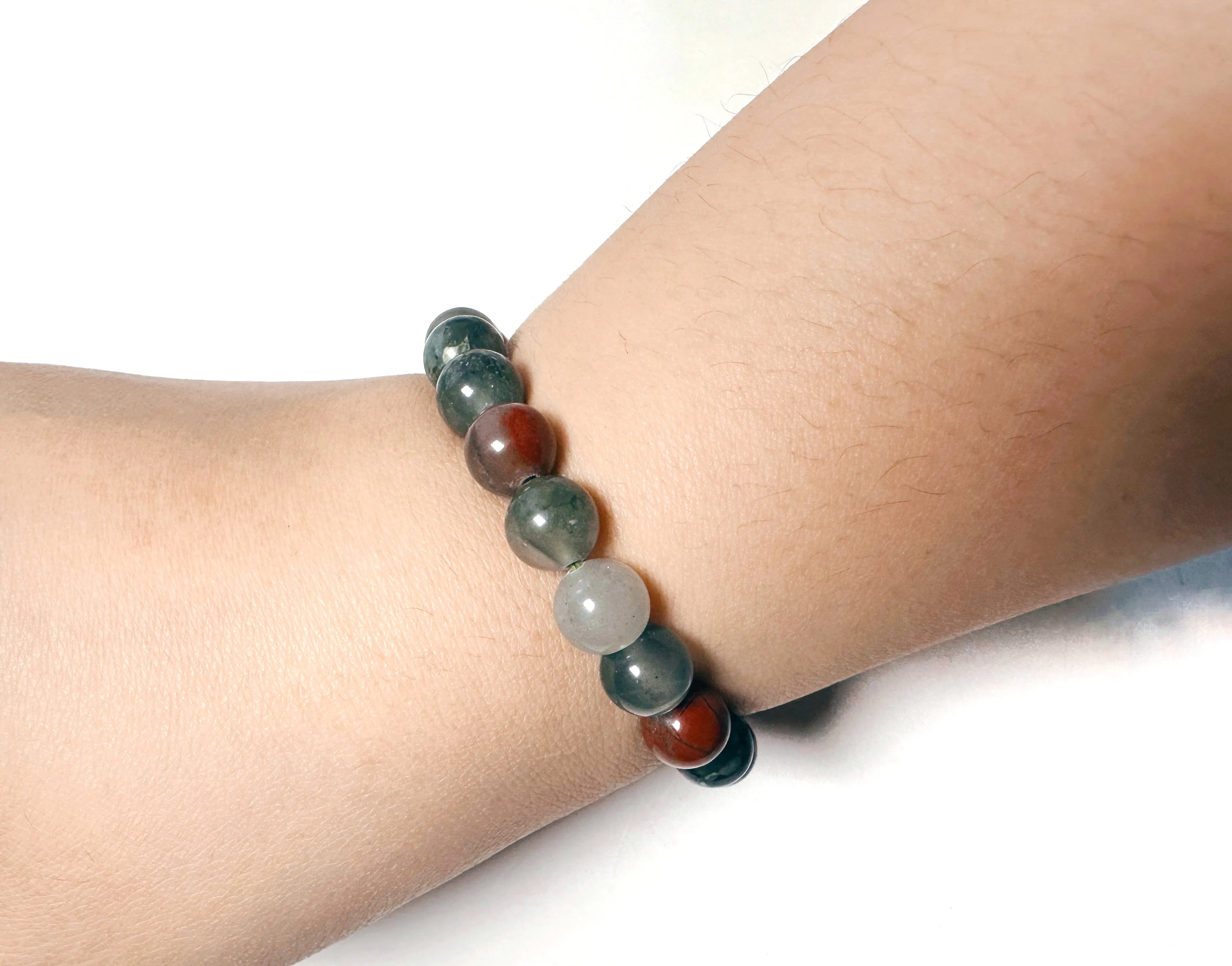 African Bloodstone Beaded Bracelet