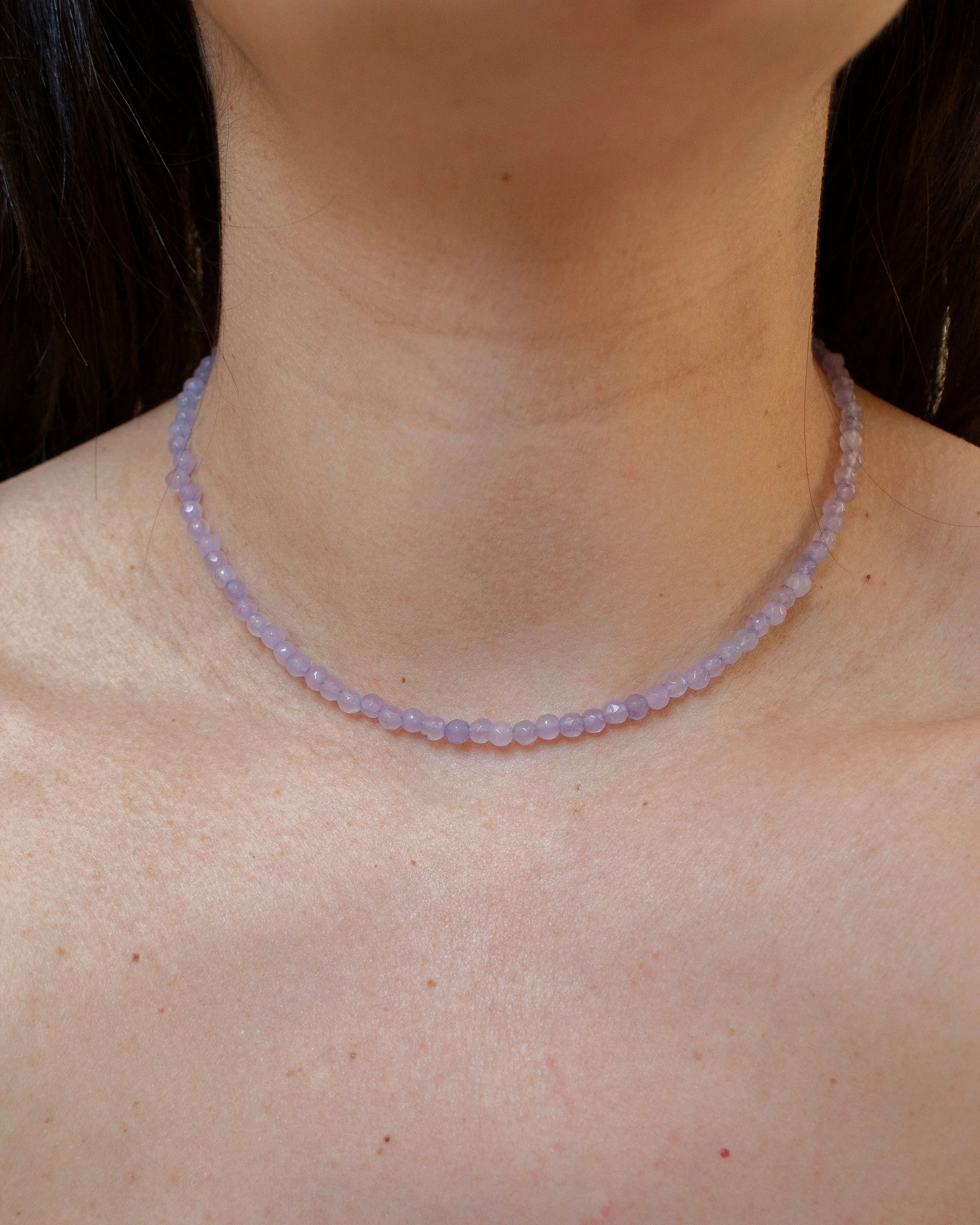 Agate Gemstone Necklace in Lilac