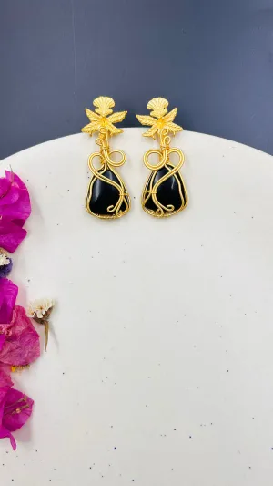 Alice Black Floral Dangler Earrings
